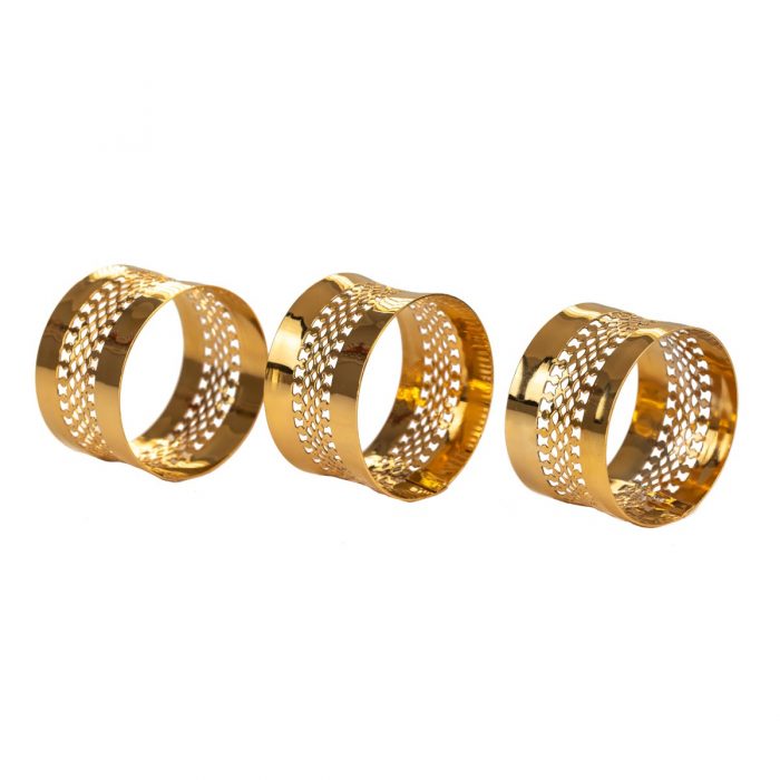 Elite Luxury Gold Plated Napkin Rings x 6