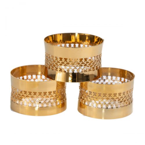 Elite Luxury Gold Plated Napkin Rings x 6