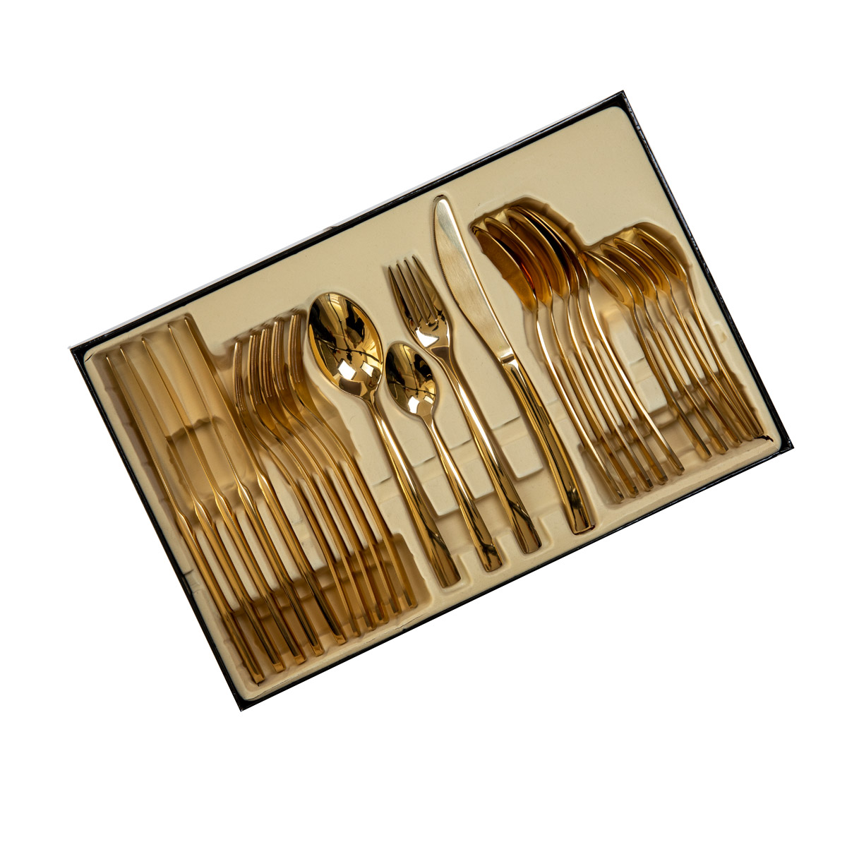 Wholesale 24Pcs/set Stainless Steel Gold Plate Cutlery Set 
