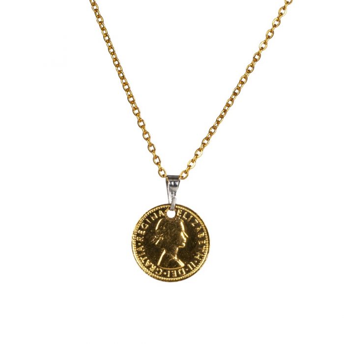 Gold Plated Sixpence Necklace