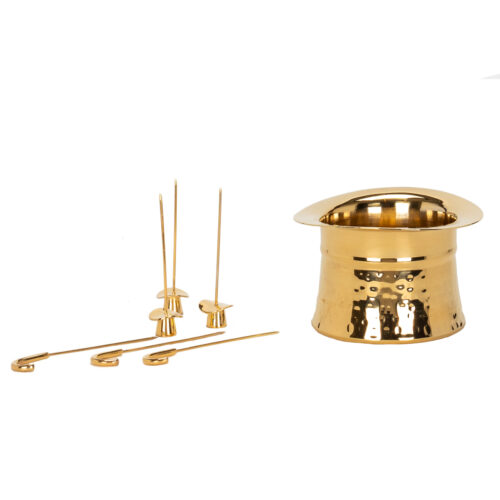 Top Hat Nibbles Bowl with olive picks 24K Gold Plated