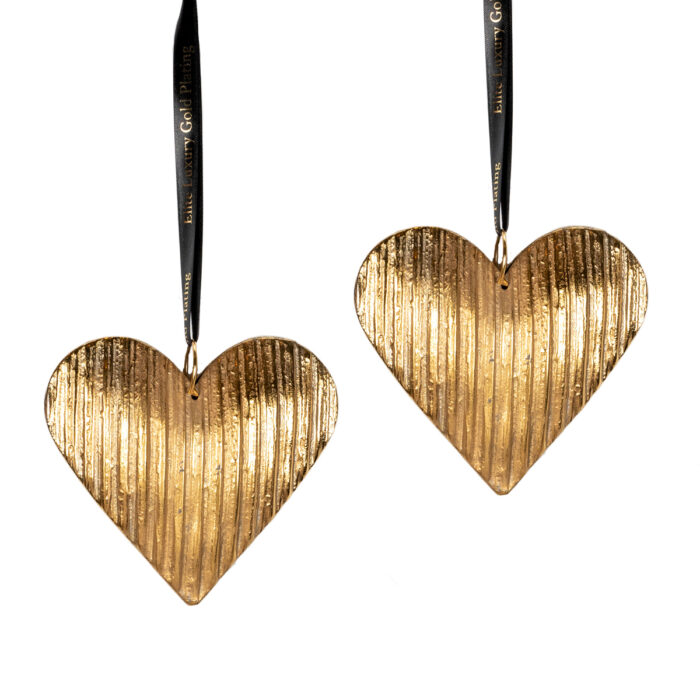 Large Fluted Heart Decoration-24K-Gold
