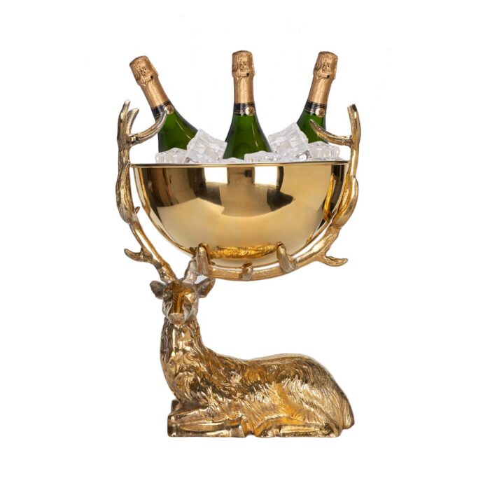 Elite Luxury Gold Plating-24K Gold Plated Stag Resting Punch bowl