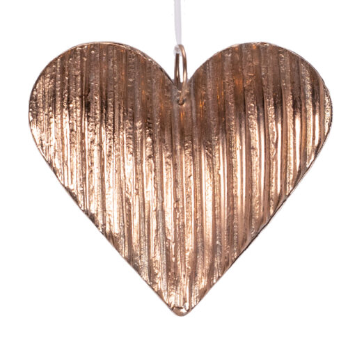 Large Fluted Heart Decoration-Rose-Gold