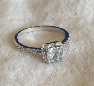 Rhodium plated white gold diamond ring