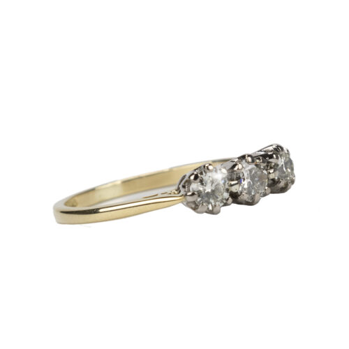 18k Yellow Gold Diamond 3 Stone Ring