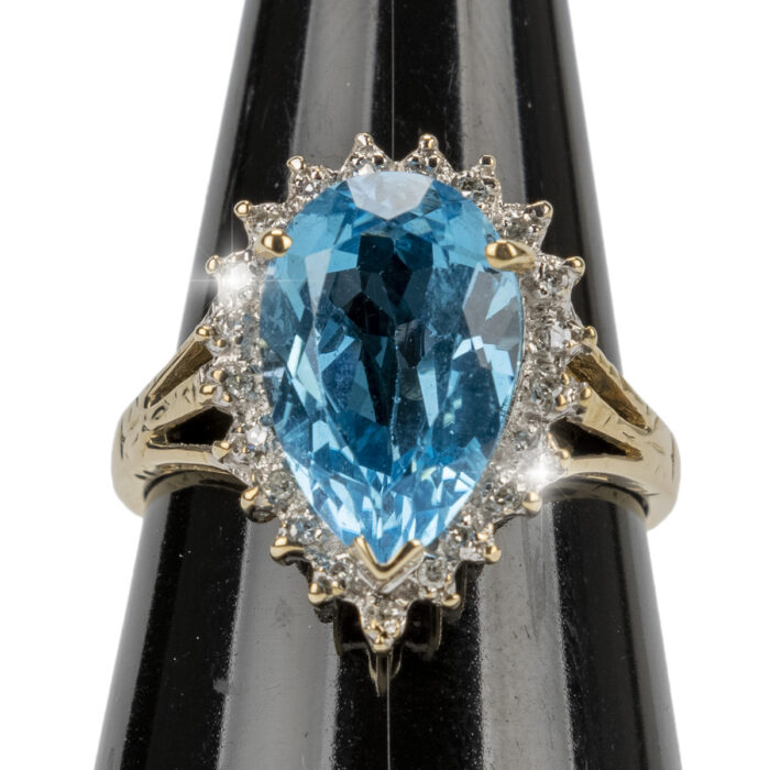 9K Gold Diamond & Topaz Dress Ring - Image 3