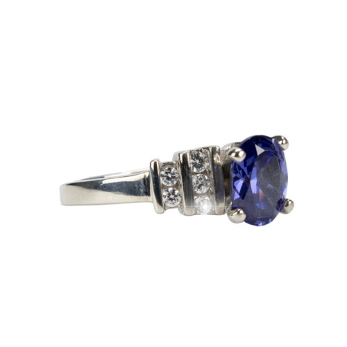 Amethyst & CZ Silver Ring
